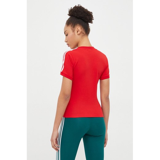 Bluzka damska Adidas Originals czerwona z okrągłym dekoltem sportowa 