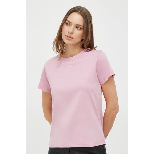 Pinko t-shirt bawełniany damski kolor różowy 100373.A1N8 ze sklepu ANSWEAR.com w kategorii Bluzki damskie - zdjęcie 167651802