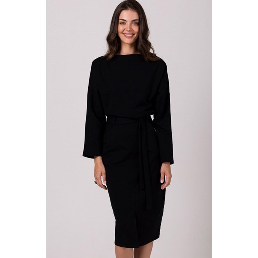 Sukienka ołówkowa midi z paskiem czarna B269, Kolor czarny, Rozmiar L, BeWear ze sklepu Primodo w kategorii Sukienki - zdjęcie 167663741