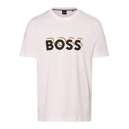 BOSS Koszulka męska - Tiburt 427 Mężczyźni Bawełna biały nadruk ze sklepu vangraaf w kategorii T-shirty męskie - zdjęcie 167665720