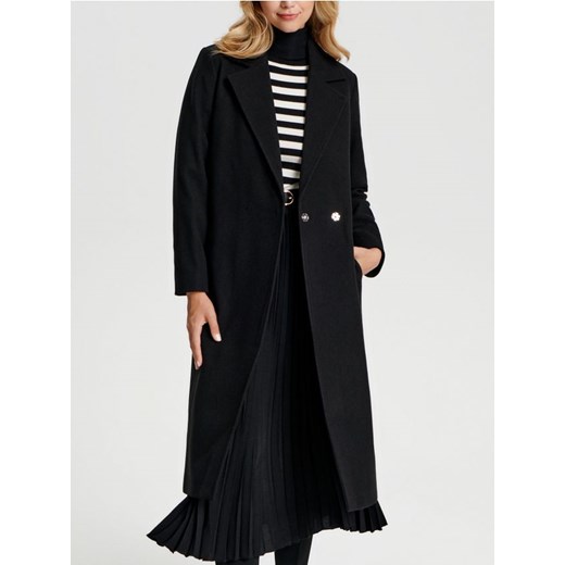 Sinsay - Płaszcz z paskiem - czarny ze sklepu Sinsay w kategorii Płaszcze damskie - zdjęcie 167667373