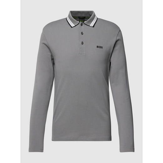 Bluzka z długim rękawem i kołnierzykiem polo model ‘Plisy’ ze sklepu Peek&Cloppenburg  w kategorii T-shirty męskie - zdjęcie 167671414