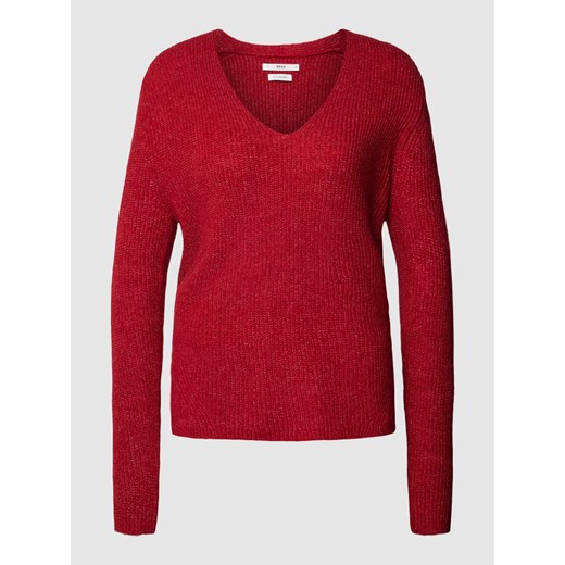 Sweter z dzianiny z zaokrąglonym dekoltem w serek model ‘Style.Lana’ 38 promocja Peek&Cloppenburg 