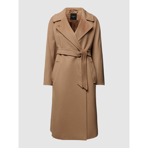 Płaszcz z żywej wełny z wiązanym paskiem model ‘RESINA’ ze sklepu Peek&Cloppenburg  w kategorii Płaszcze damskie - zdjęcie 167672930