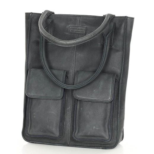 Torebka z kieszonkami skórzana dobrze zorganizowany shopper - MARCO MAZZINI czarny ze sklepu Verostilo w kategorii Torby Shopper bag - zdjęcie 167686154