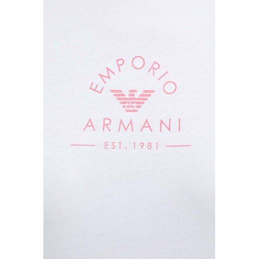 Emporio Armani bluzka damska z bawełny biała z okrągłym dekoltem 
