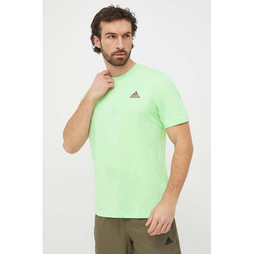 adidas t-shirt bawełniany męski kolor zielony gładki IS1315 ze sklepu ANSWEAR.com w kategorii T-shirty męskie - zdjęcie 167702704