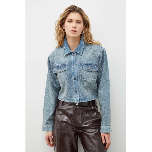 Gestuz kurtka jeansowa damska kolor niebieski przejściowa oversize ze sklepu ANSWEAR.com w kategorii Kurtki damskie - zdjęcie 167705744