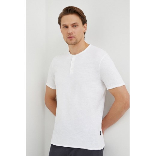 Sisley t-shirt bawełniany męski kolor beżowy gładki ze sklepu ANSWEAR.com w kategorii T-shirty męskie - zdjęcie 167705910