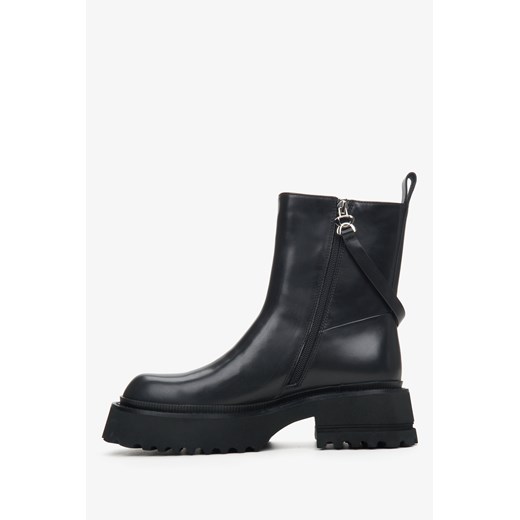 Botki Estro skórzane na zamek jesienne 