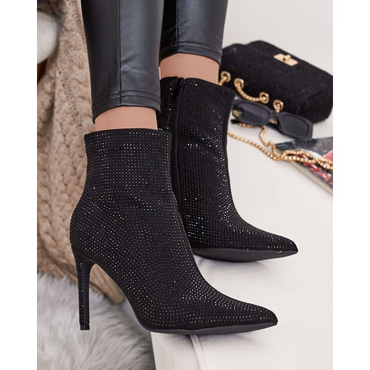 Botki Royalfashion.pl czarne eleganckie na szpilce 