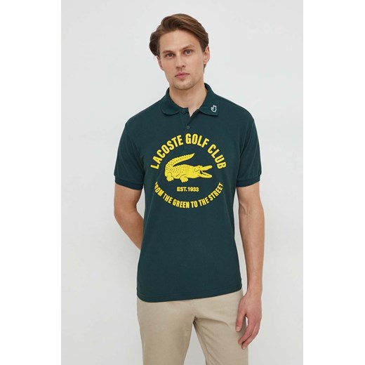 Lacoste polo męski kolor zielony z nadrukiem ze sklepu ANSWEAR.com w kategorii T-shirty męskie - zdjęcie 167718331