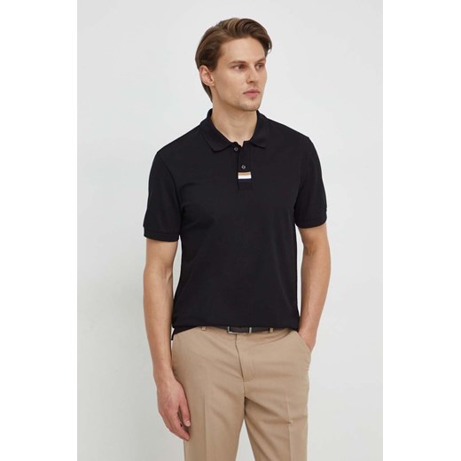 BOSS polo bawełniane kolor czarny gładki 50505776 ze sklepu ANSWEAR.com w kategorii T-shirty męskie - zdjęcie 167718590