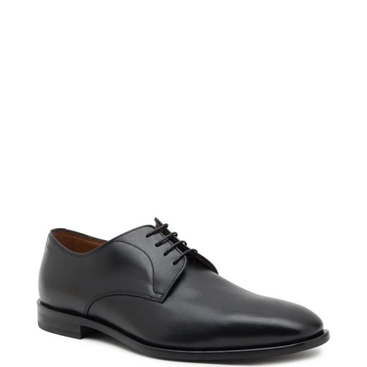 Buty eleganckie męskie BOSS HUGO jesienne czarne skórzane
