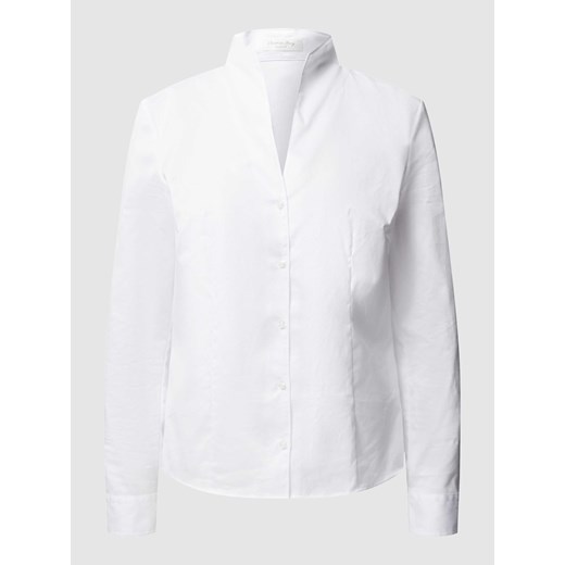 Bluzka z bawełny ze spiczastym dekoltem ze stójką ze sklepu Peek&Cloppenburg  w kategorii Koszule damskie - zdjęcie 167731974