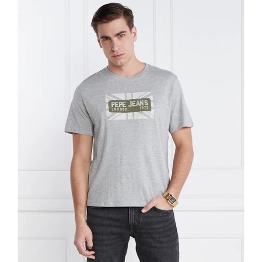 T-shirt męski szary Pepe Jeans z krótkimi rękawami 