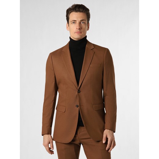 Selected Męska kurtka modułowa Mężczyźni Slim Fit brązowy jednolity 46 wyprzedaż vangraaf