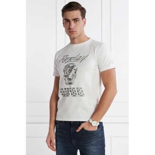 T-shirt męski biały Replay z krótkim rękawem