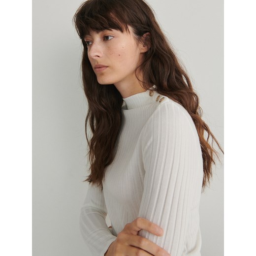 Bluzka damska biała Reserved z długim rękawem 