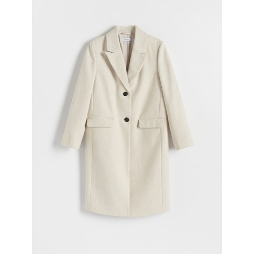 Reserved - Płaszcz z domieszką wełny - kremowy ze sklepu Reserved w kategorii Płaszcze damskie - zdjęcie 167744780