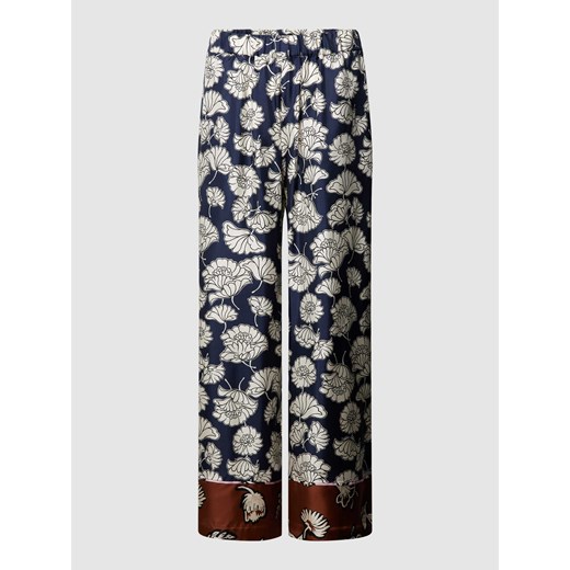 Spodnie materiałowe z jedwabiu z kwiatowym nadrukiem na całej powierzchni model ‘DIVO’ ze sklepu Peek&Cloppenburg  w kategorii Spodnie damskie - zdjęcie 167756832