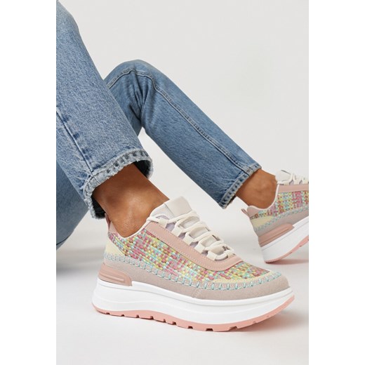 Różowe Sneakersy na Grubej Podeszwie Rakitia ze sklepu born2be.pl w kategorii Buty sportowe damskie - zdjęcie 167762374