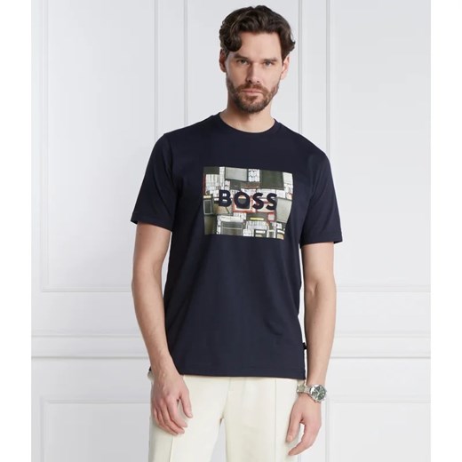 T-shirt męski BOSS HUGO z napisami z krótkim rękawem 