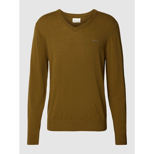 Sweter z dzianiny z mieszanki wełny jagnięcej z dekoltem w serek Gant XXL okazyjna cena Peek&Cloppenburg