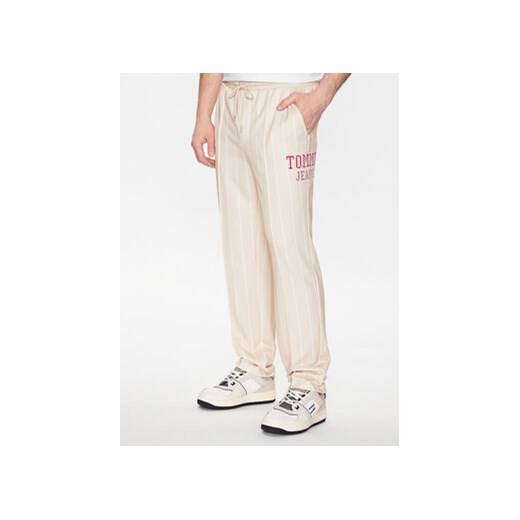 Tommy Jeans Spodnie dresowe Pinstripe Ethan DM0DM16339 Beżowy Relaxed Fit Tommy Jeans M promocyjna cena MODIVO