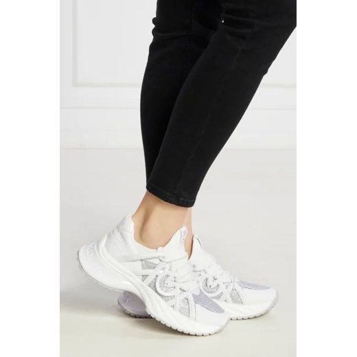 Buty sportowe damskie Pinko sneakersy na platformie białe sznurowane z tkaniny 