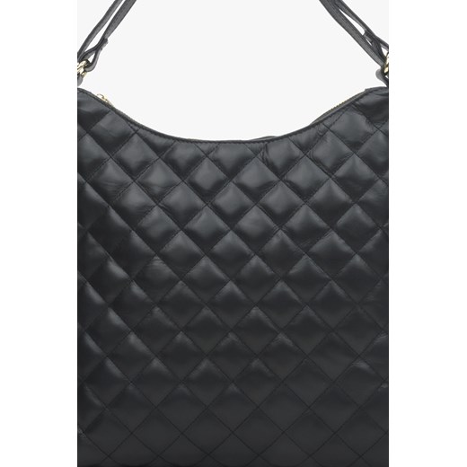 Shopper bag Estro czarna skórzana elegancka pikowana 
