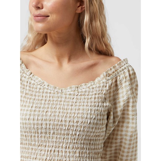 Bluzka krótka z odkrytymi ramionami z bawełny seersucker model ‘Evren’ Gina Tricot S wyprzedaż Peek&Cloppenburg 