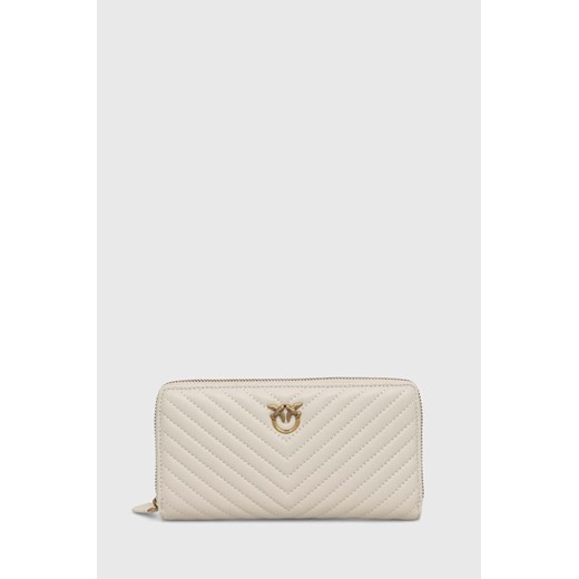 Pinko portfel skórzany damski kolor biały 100250.A0GK ze sklepu ANSWEAR.com w kategorii Portfele damskie - zdjęcie 167778472