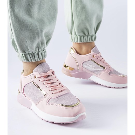 Różowe sneakersy z ozdobną nitką Facondo ze sklepu gemre w kategorii Buty sportowe damskie - zdjęcie 167779151