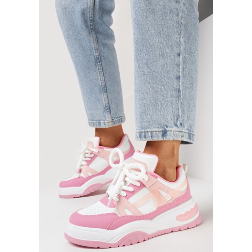 Różowe Sneakersy z Szerokimi Sznurówkami Platinia ze sklepu born2be.pl w kategorii Buty sportowe damskie - zdjęcie 167781081
