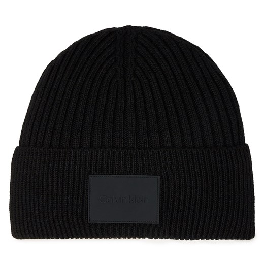 Czapka Calvin Klein Tonal Rubber Patch Beanie K50K511291 Ck Black BEH ze sklepu eobuwie.pl w kategorii Czapki zimowe męskie - zdjęcie 167787332