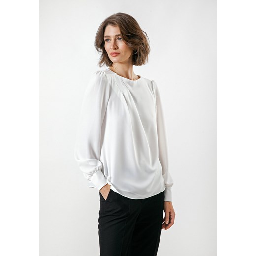 Biała bluzka z asymetrycznymi zakładkami ze sklepu Molton w kategorii Bluzki damskie - zdjęcie 167788864