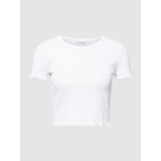 T-shirt krótki z marszczonymi detalami model ‘SMOKED’ Guess XL okazja Peek&Cloppenburg 