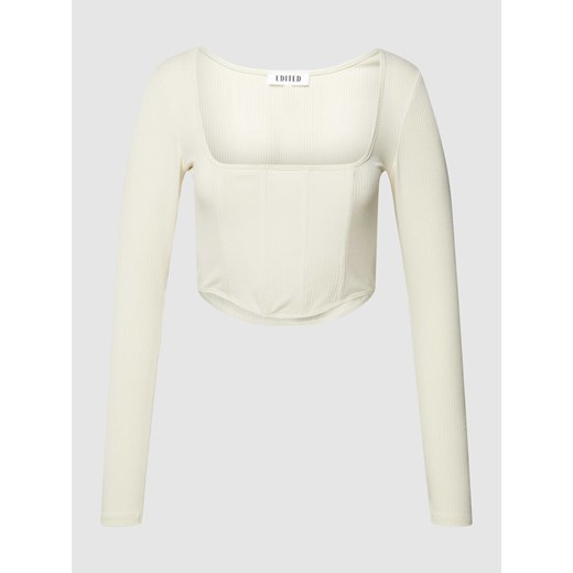 Bluzka krótka z długim rękawem i drobnym prążkowaniem model ‘Merian’ ze sklepu Peek&Cloppenburg  w kategorii Bluzki damskie - zdjęcie 167794322