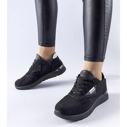 Czarne materiałowe sneakersy Geraldino ze sklepu gemre w kategorii Buty sportowe damskie - zdjęcie 167795990