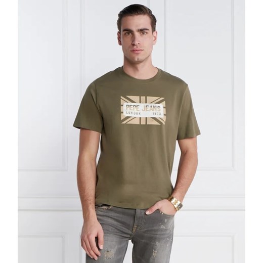 T-shirt męski Pepe Jeans z bawełny zielony z krótkim rękawem