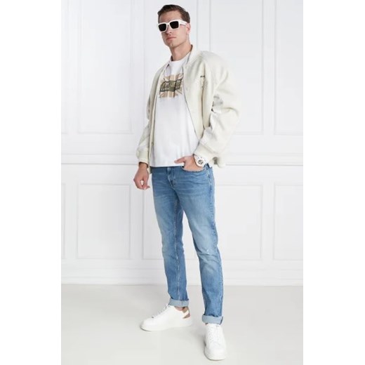 Biały t-shirt męski Pepe Jeans na wiosnę z krótkim rękawem