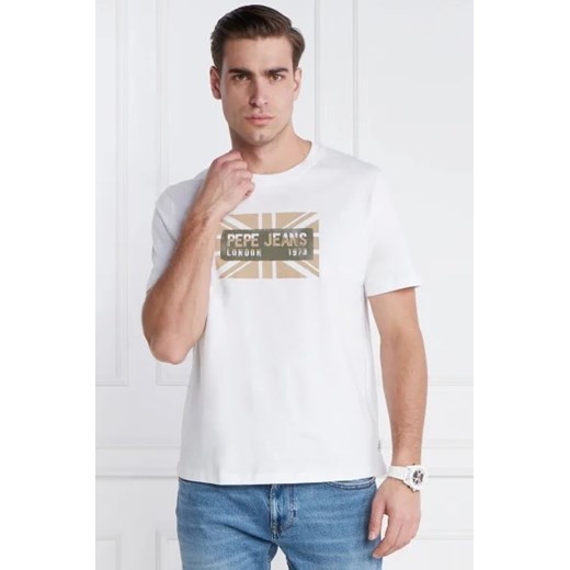 T-shirt męski biały Pepe Jeans z napisem w stylu młodzieżowym 