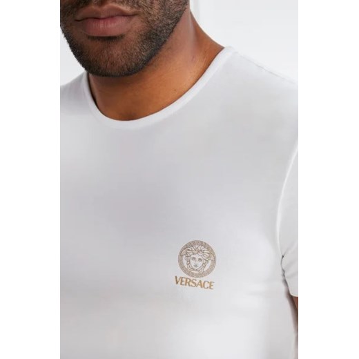 Biały t-shirt męski Versace z krótkimi rękawami
