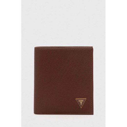 Guess portfel skórzany SCALA męski kolor brązowy SMSCLE LEA22 ze sklepu ANSWEAR.com w kategorii Portfele męskie - zdjęcie 167801040