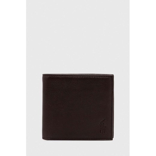 Polo Ralph Lauren portfel skórzany męski kolor brązowy ze sklepu ANSWEAR.com w kategorii Portfele męskie - zdjęcie 167801050