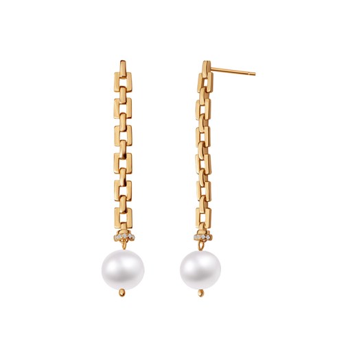 Kolczyki srebrne pozłacane z perłami i cyrkoniami - Pearls ze sklepu YES.pl w kategorii Kolczyki - zdjęcie 167803114