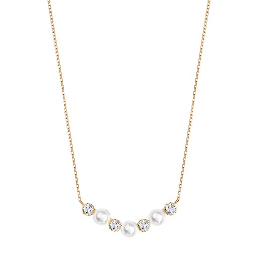 Naszyjnik srebrny pozłacany z perłami i cyrkoniami - Pearls of Sky ze sklepu YES.pl w kategorii Naszyjniki - zdjęcie 167803591