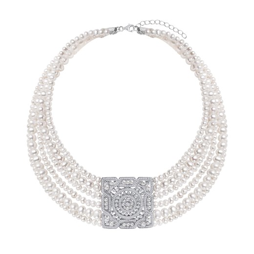 Naszyjnik srebrny z perłami i cyrkoniami - Pearls ze sklepu YES.pl w kategorii Naszyjniki - zdjęcie 167803971