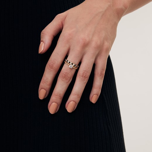 Pierścionek srebrny pozłacany z cyrkonią - YES Rings Yes Rings - Biżuteria Yes One Size YES.pl